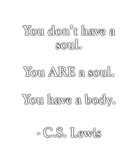  You don’t have a soul.  You ARE a soul.  You have a body.  - C.S. Lewis