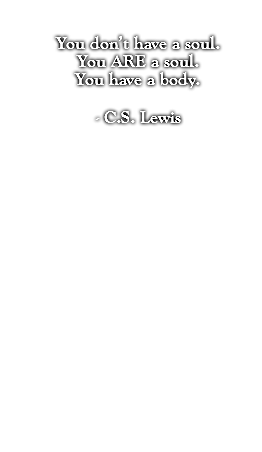 You don’t have a soul. You ARE a soul. You have a body. - C.S. Lewis